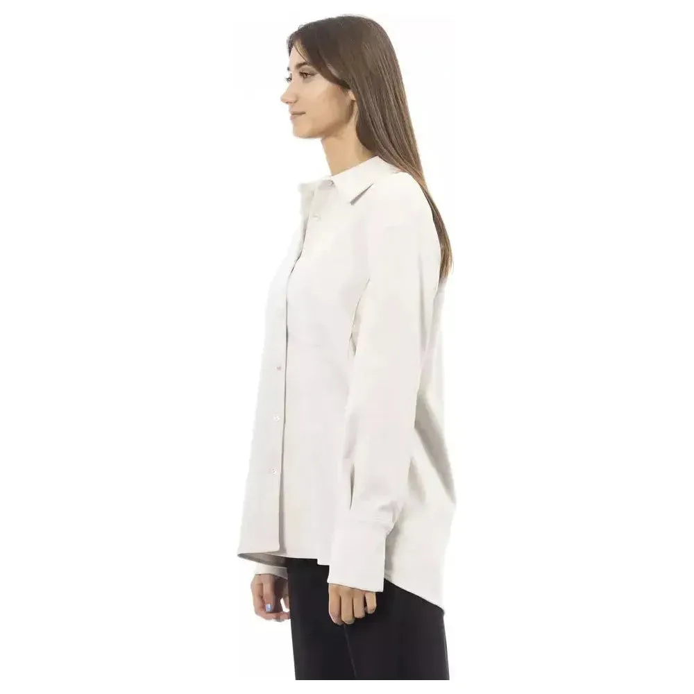 Alpha Studio White Polyester Women Shirt