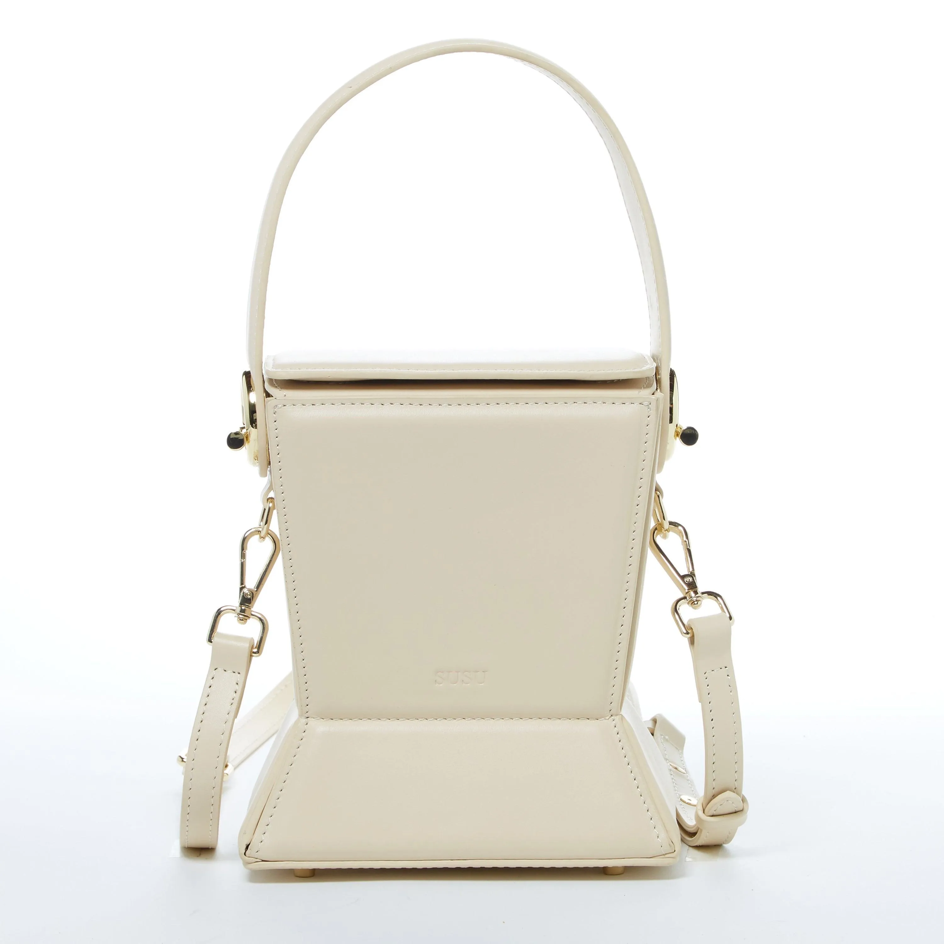 Amber Leather Bucket Bag Creamy Off White