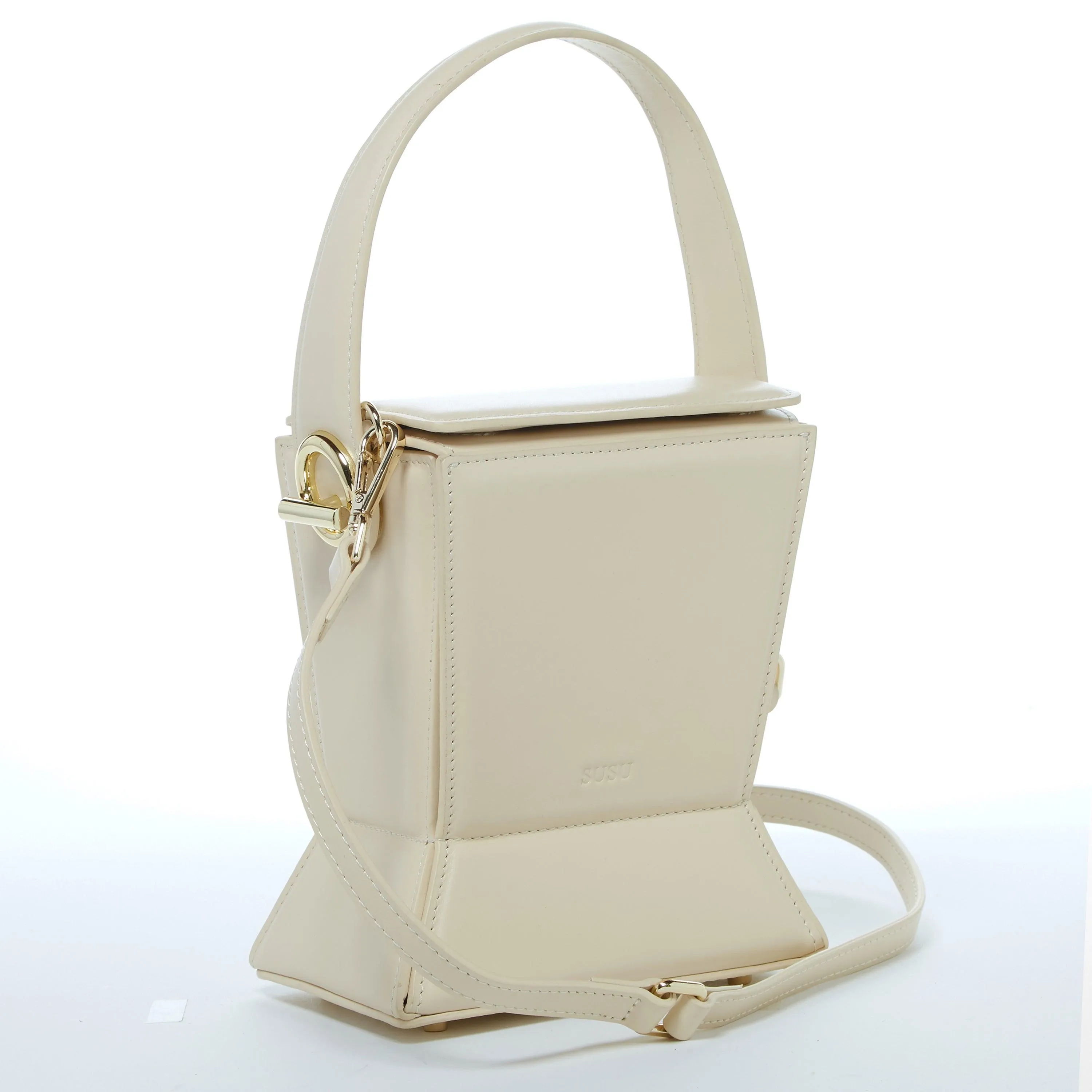 Amber Leather Bucket Bag Creamy Off White