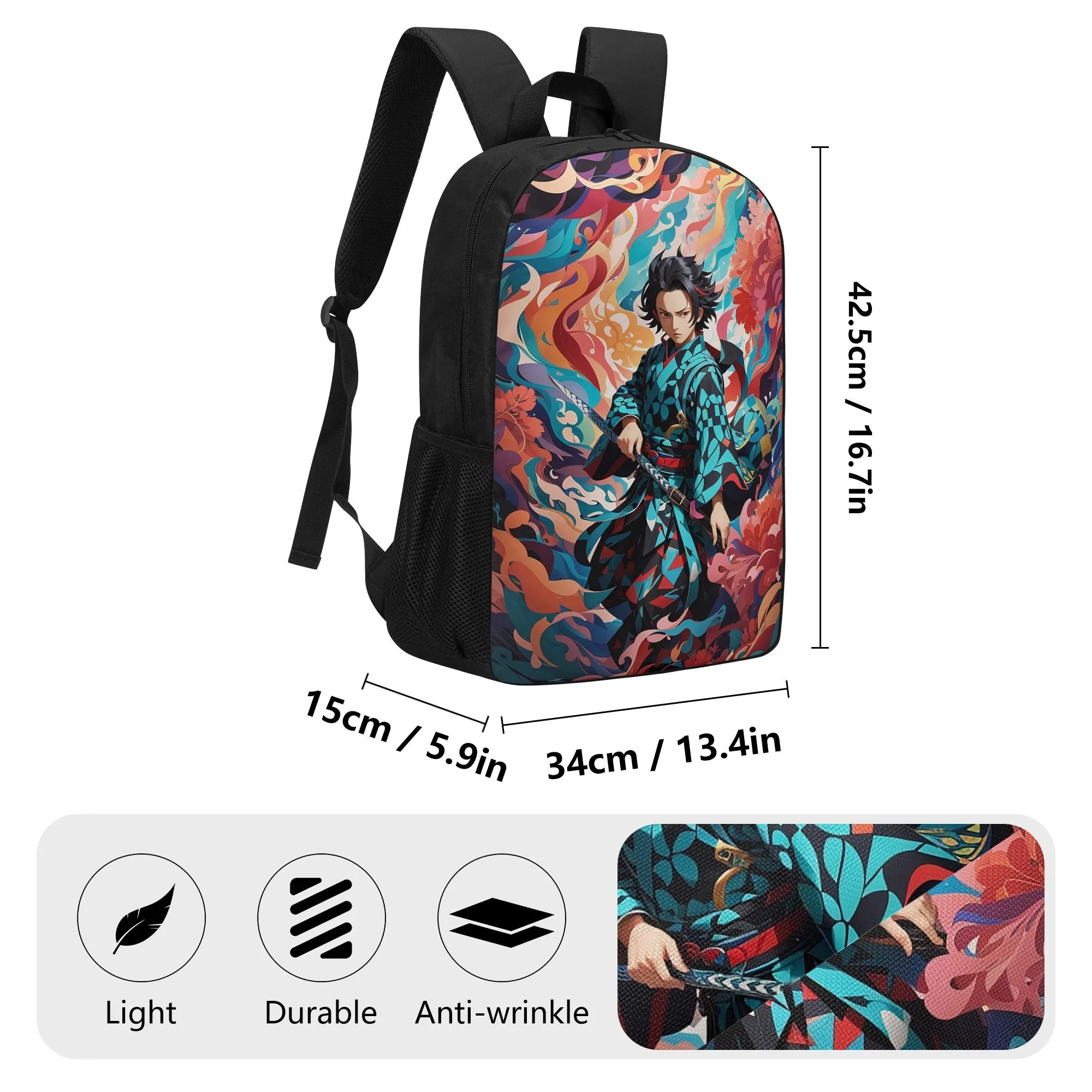 Anime backpacks for Middle school and High School | Trendy Fan Gear for Teenagers | Tanjiro-Slayer of Demon