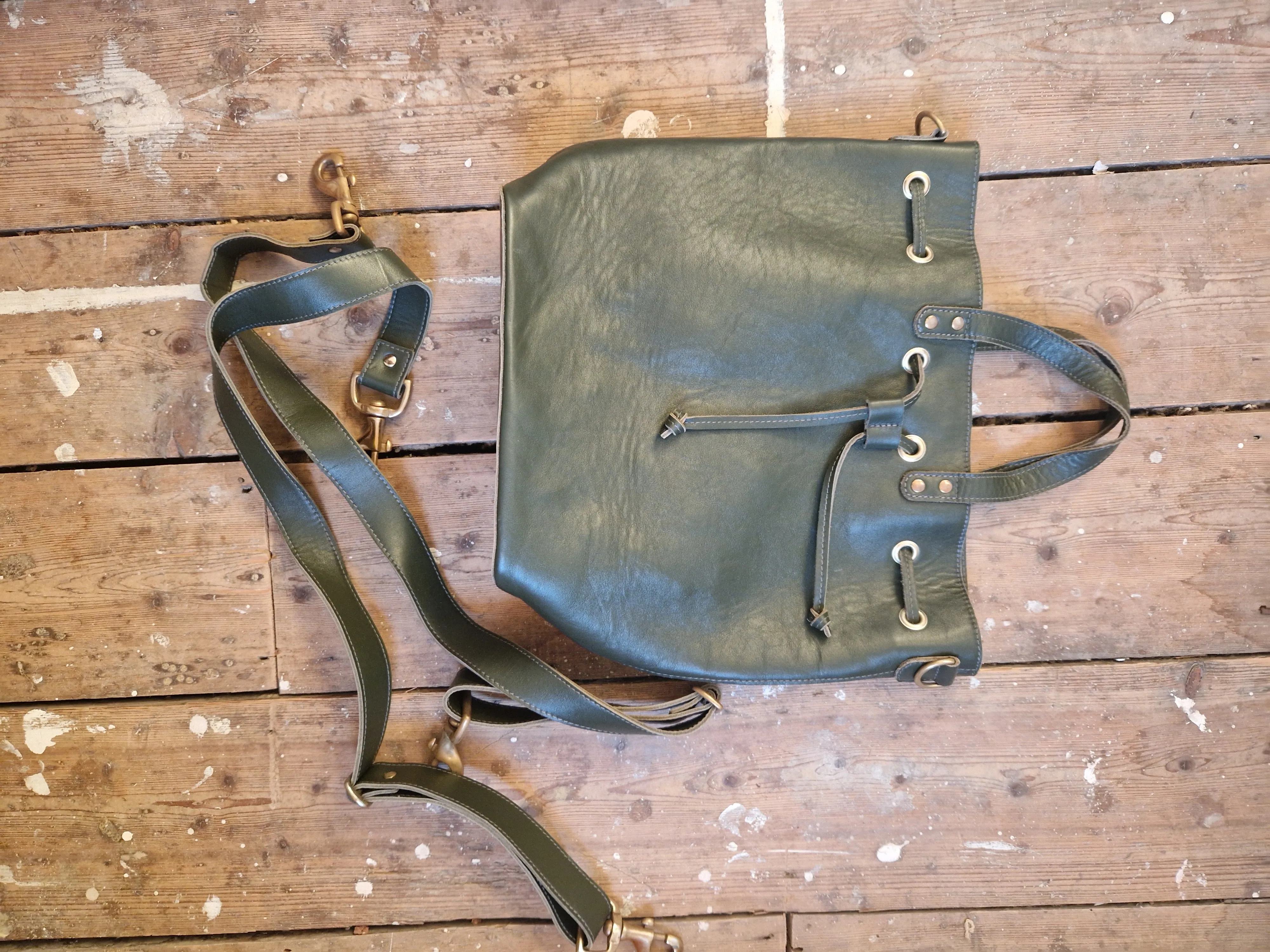 Archive Green leather Markwick Prototype 4 way bag