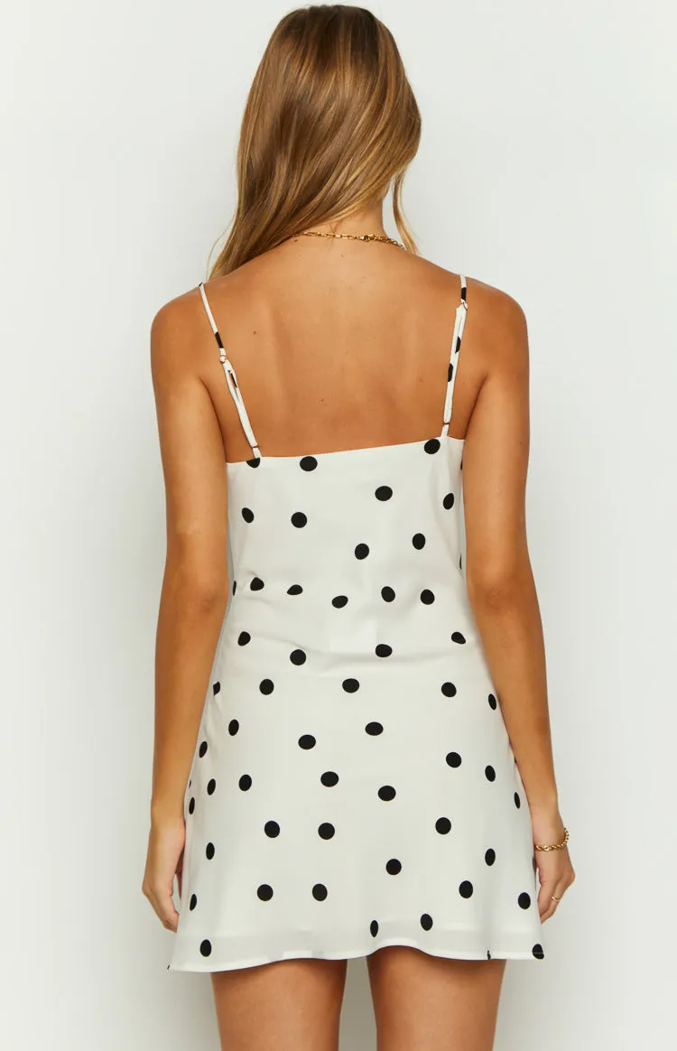 Aura Cowl Neck Polka Dot Mini Dress