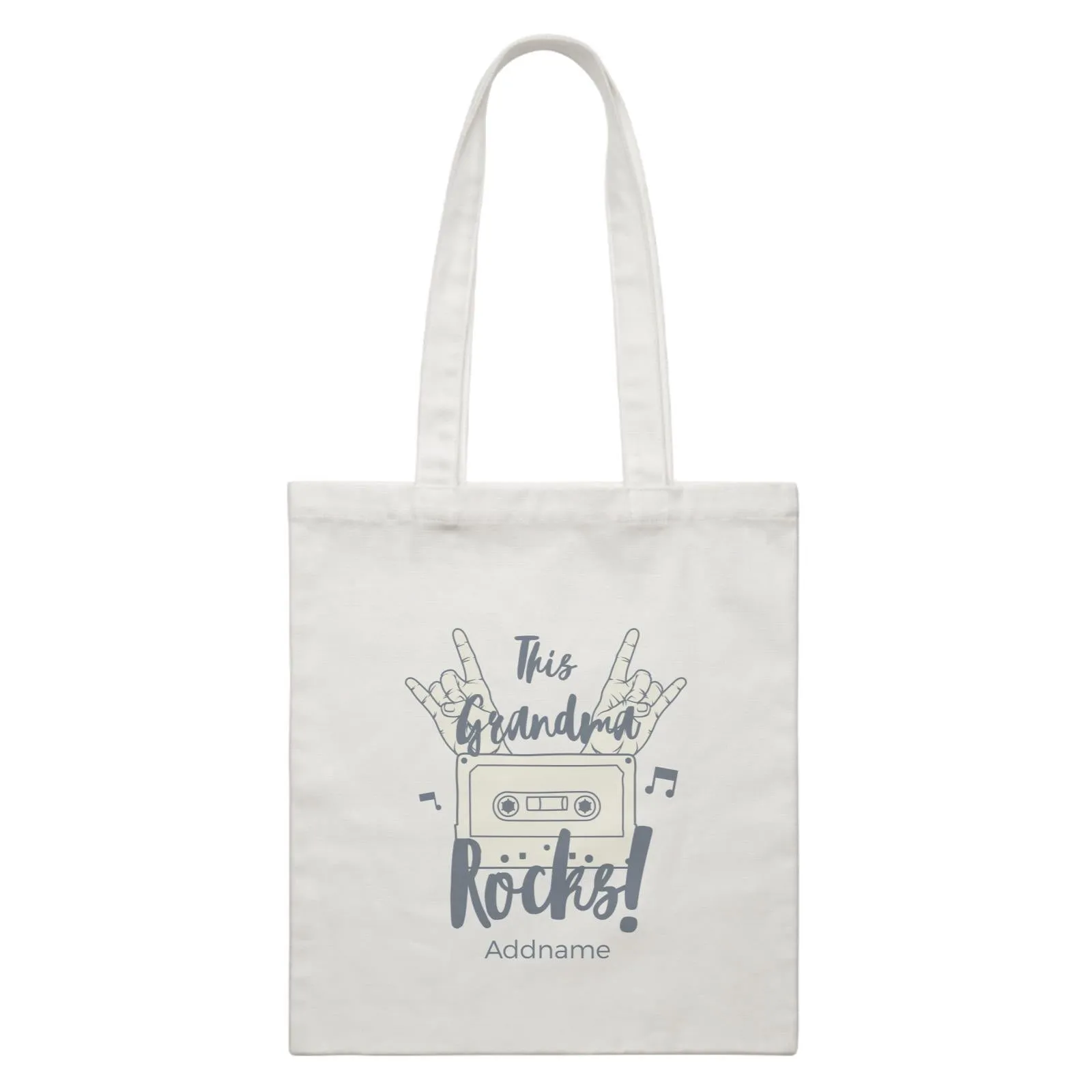 Awesome Mom 1 This Grandma Rocks! Cassette Addname White Canvas Bag