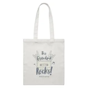 Awesome Mom 1 This Grandma Rocks! Cassette Addname White Canvas Bag