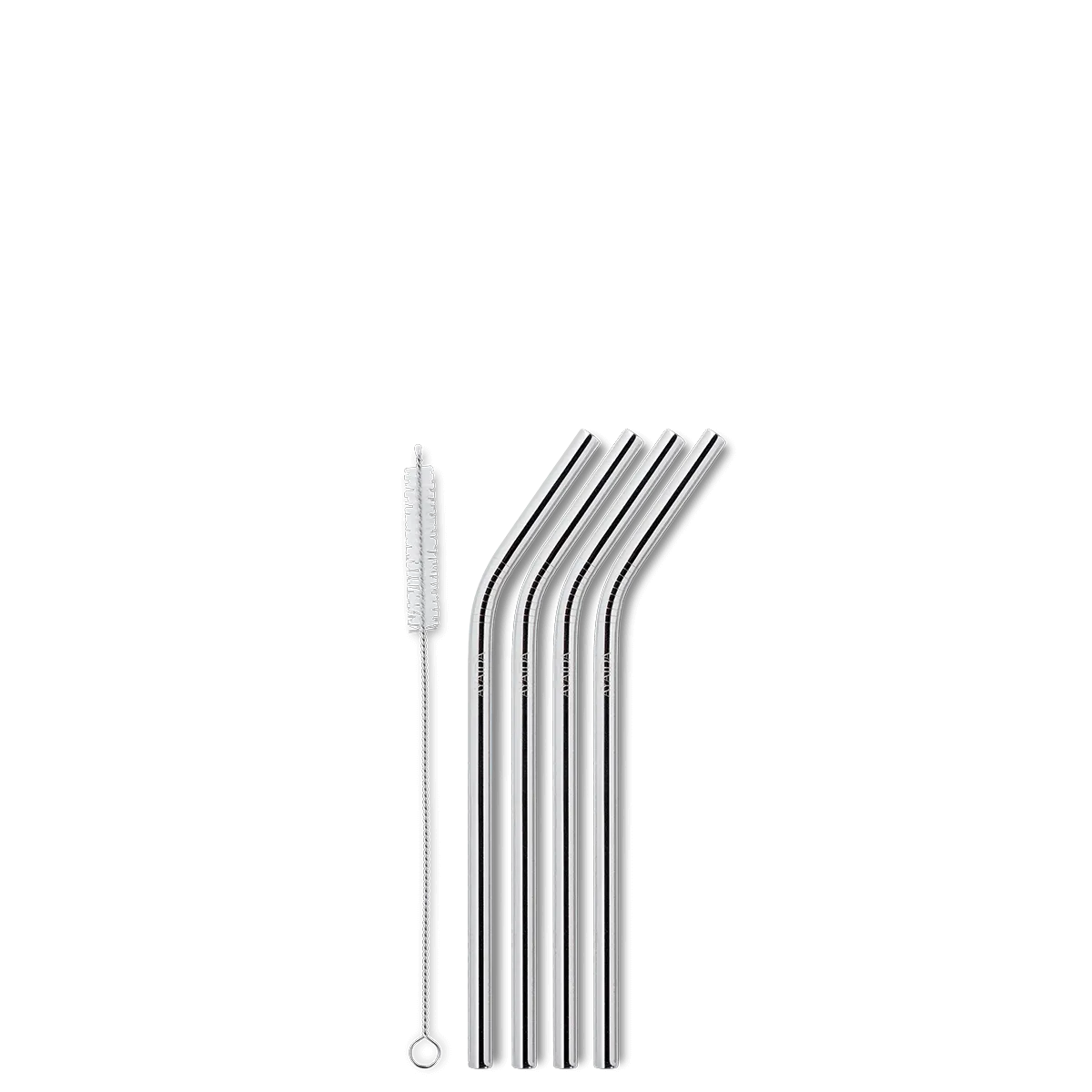 Aya&Ida Set of 4 Reusable Long Steel Smoothie Straws with Brush