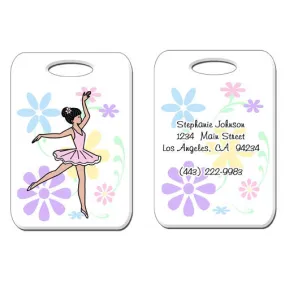 Ballet or Dance Bag Tag - Dainty Floral Ballerina