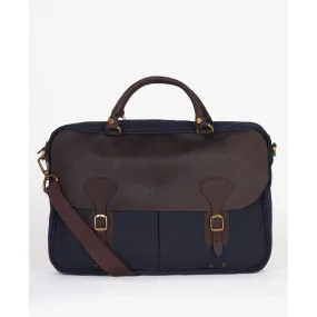 Barbour Wax Leather Briefcase - Navy