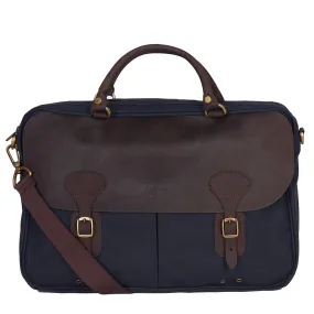 Barbour Wax Leather Briefcase Navy