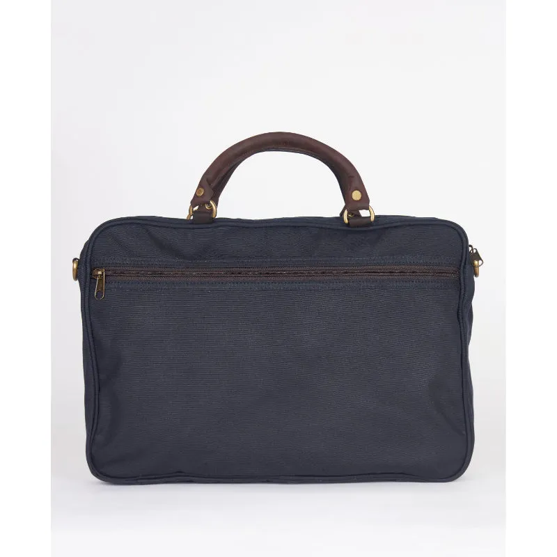 Barbour Wax Leather Briefcase - Navy