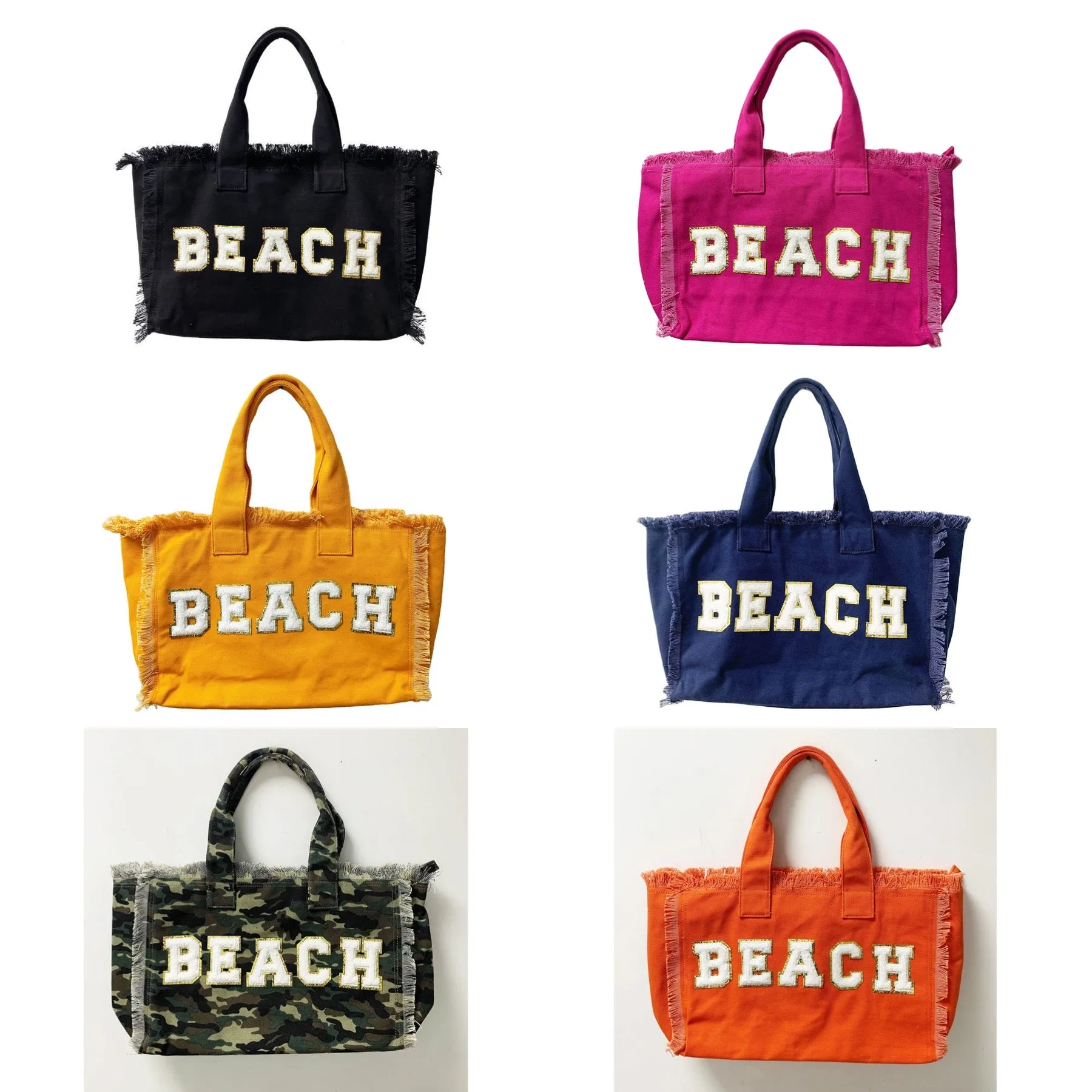 Beach Fringe Canvas Tote Bag - Assorted Colors