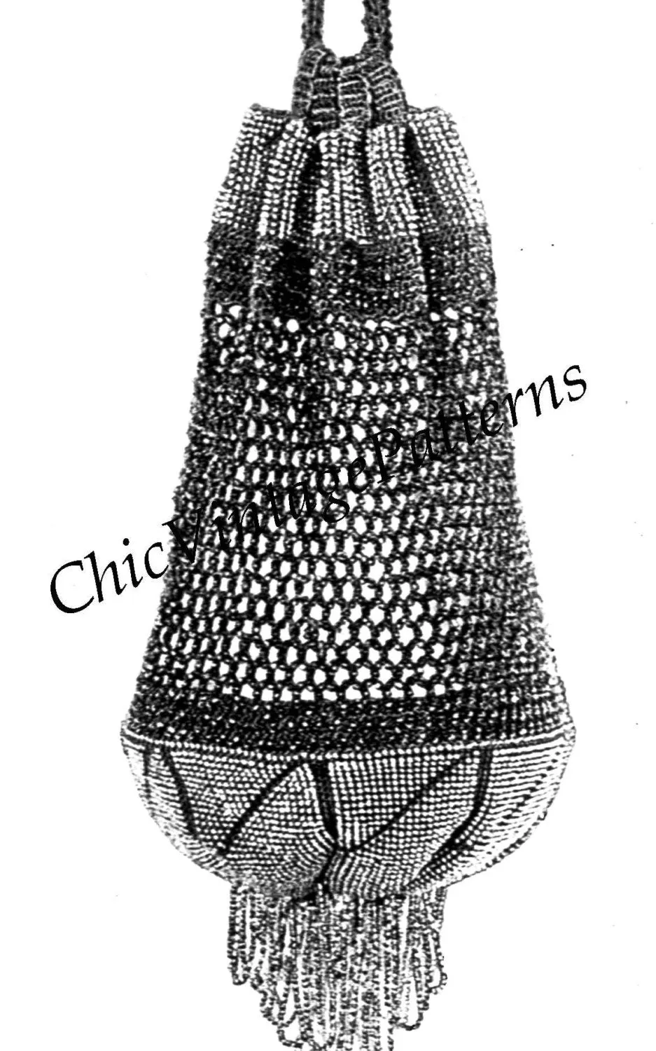 Beaded Crochet Bag Pattern, 1920's Ladies Fashion, Instant Download