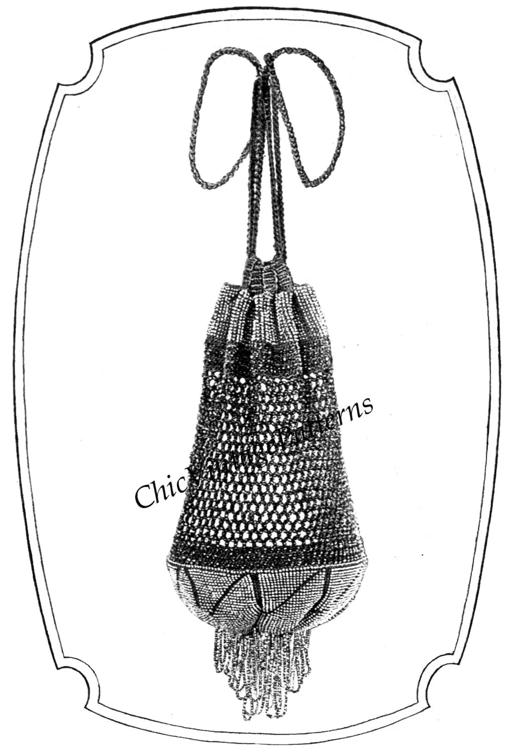 Beaded Crochet Bag Pattern, 1920's Ladies Fashion, Instant Download