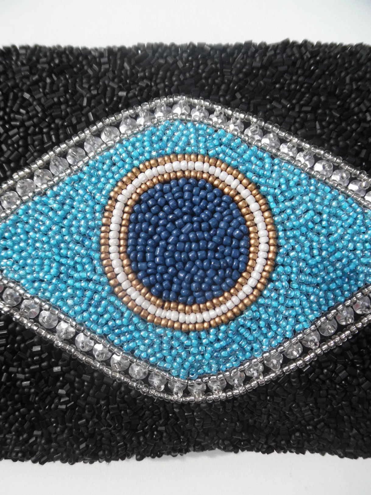 Beaded Evening Wristlet Bag Evil Eye