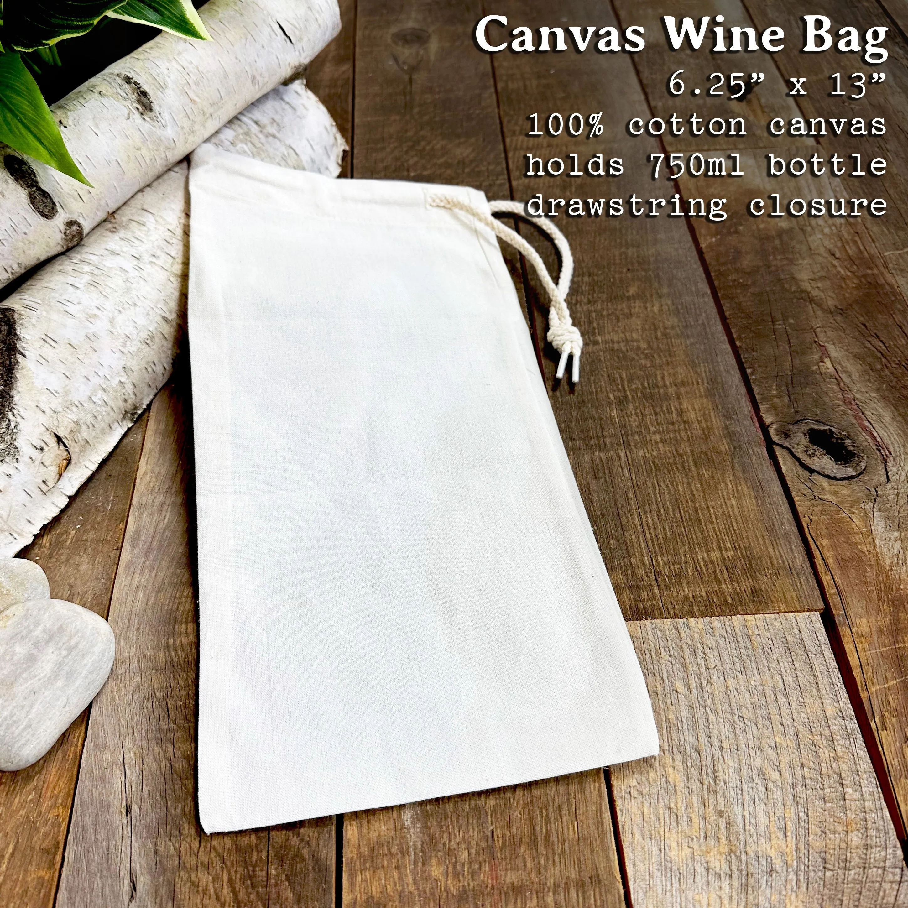 Bear Silhouette w/ City, State - Canvas Wine Bag