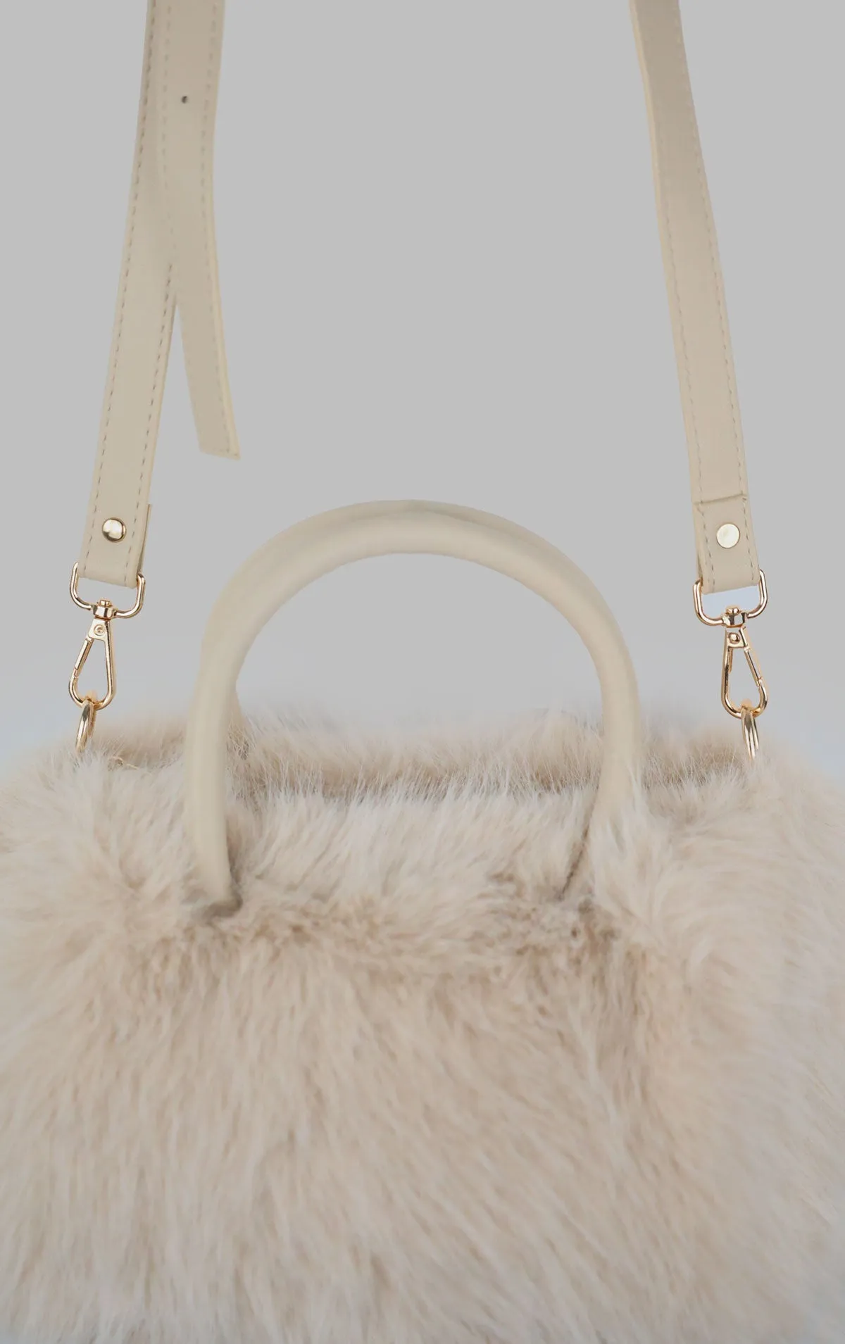 Beige Faux Fur Hand Bag