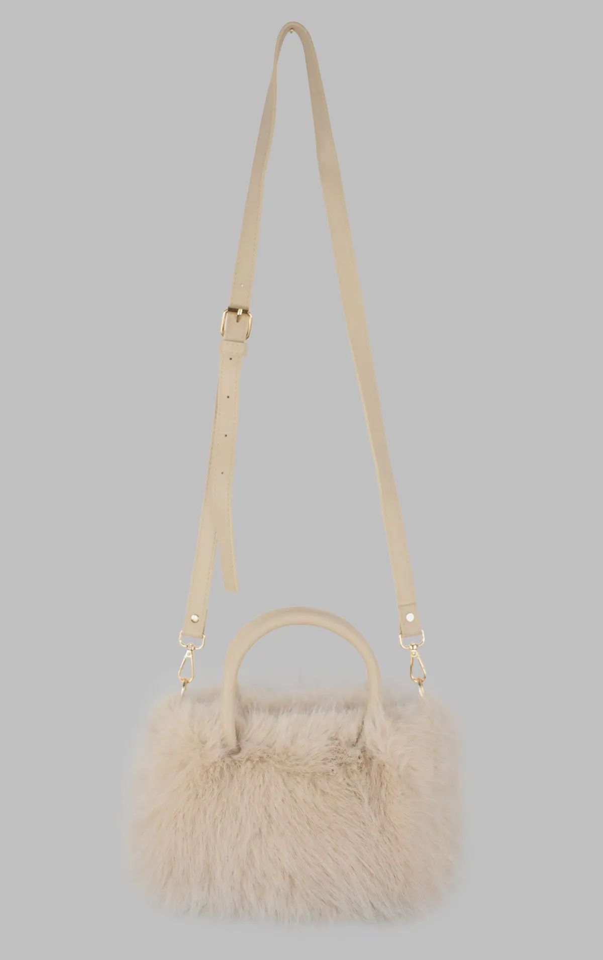 Beige Faux Fur Hand Bag