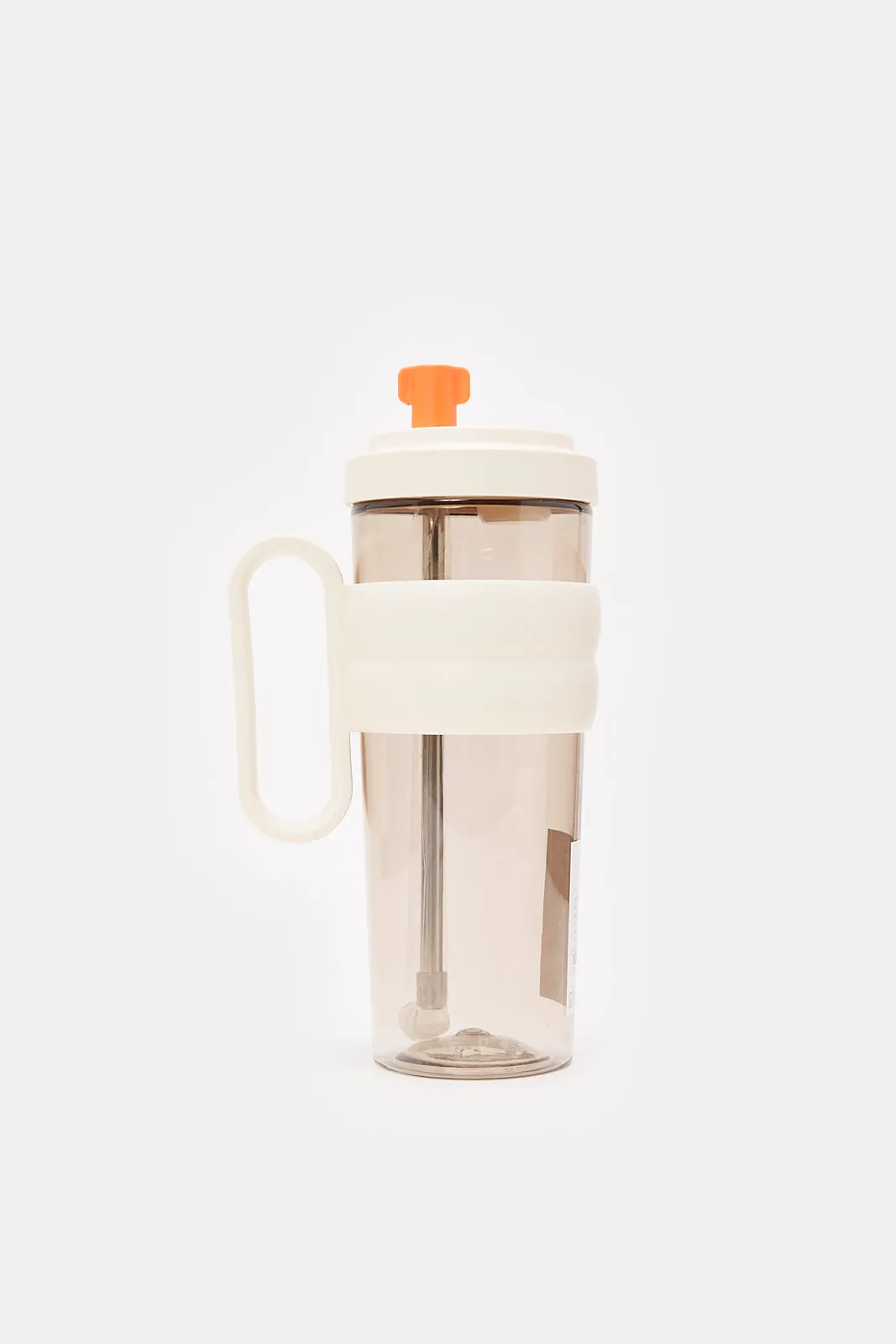 Beige Water Bottle With Straw