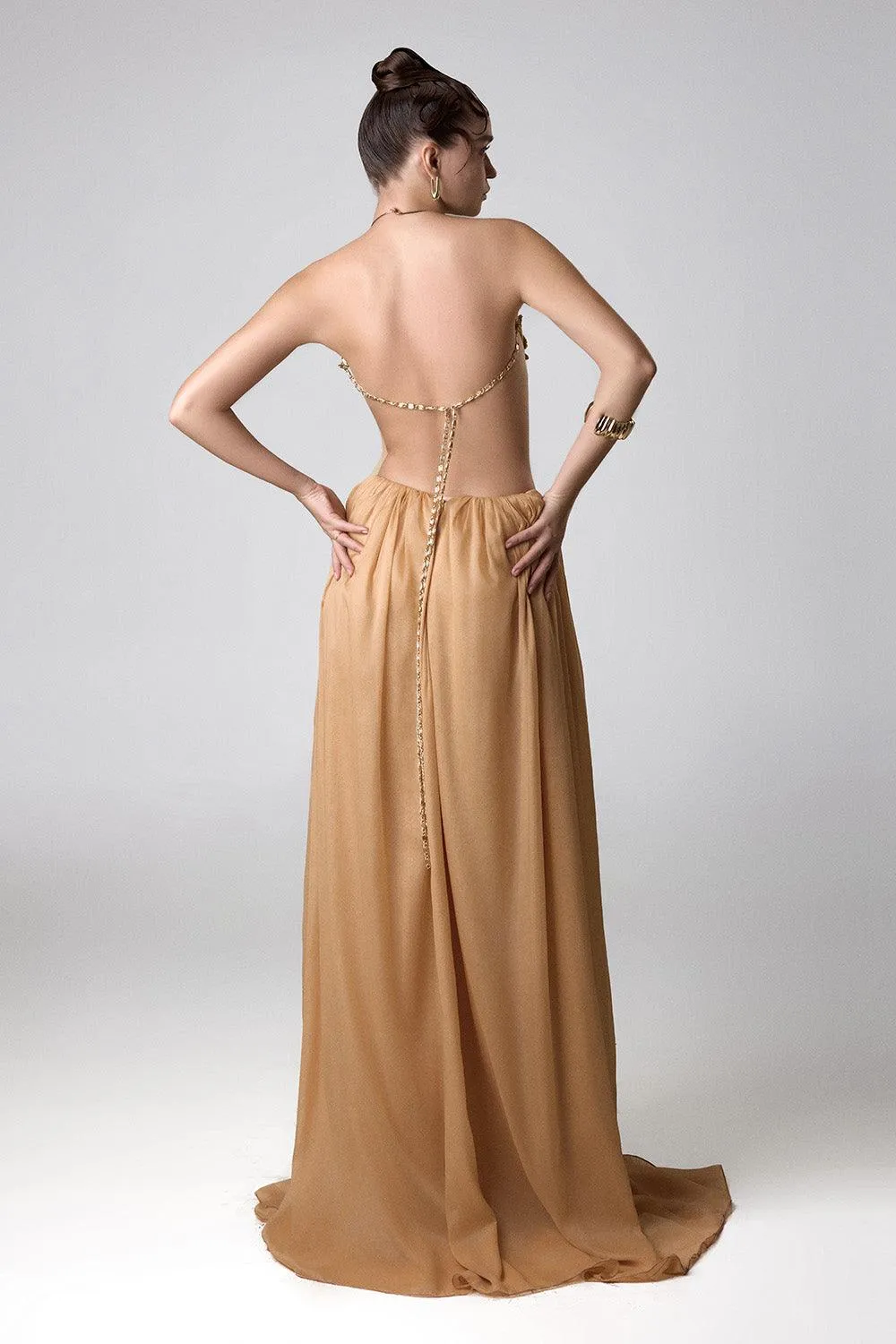 Betty Gathered Draped Chiffon Floor Length Skirt