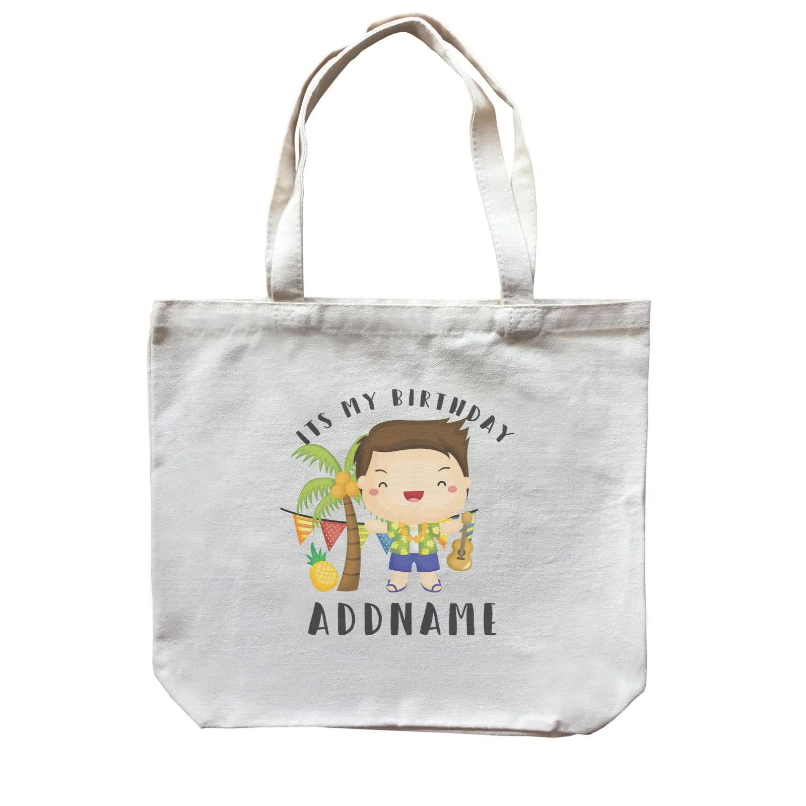 Birthday Hawaii Boy Taking Ukelele Its My Birthday Addname Canvas Bag