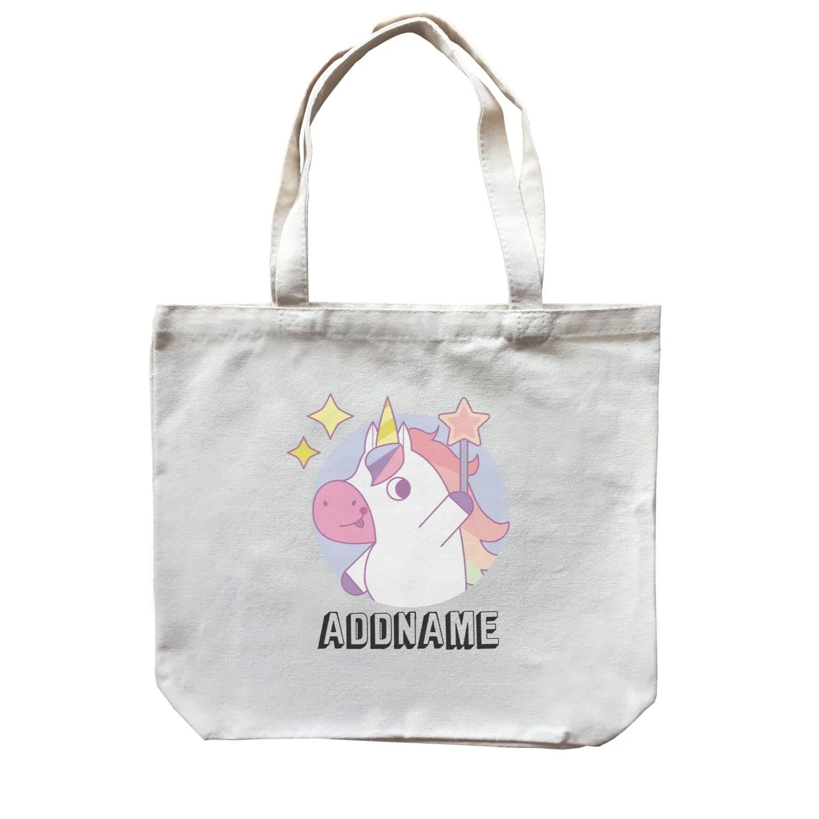 Birthday Unicorn Girl With Magic Wand Addname Canvas Bag