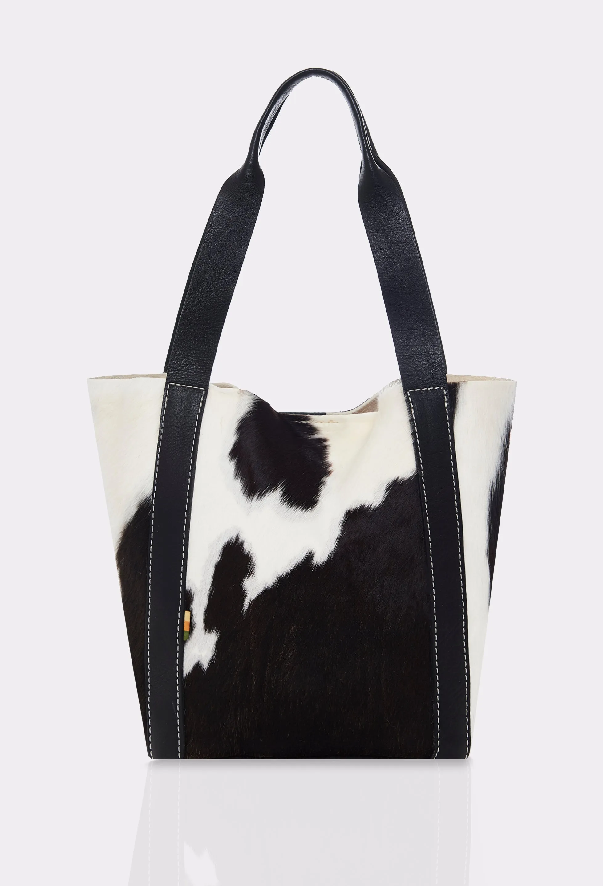 Black Cowhide Leather Mini Bucket Bag Pampa