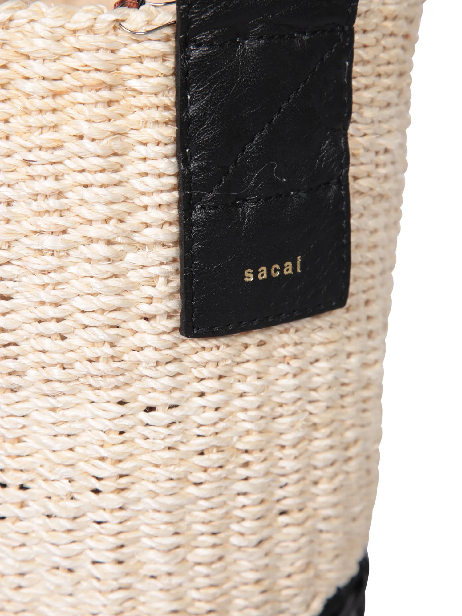 Black Nude Raffia Bucket Bag