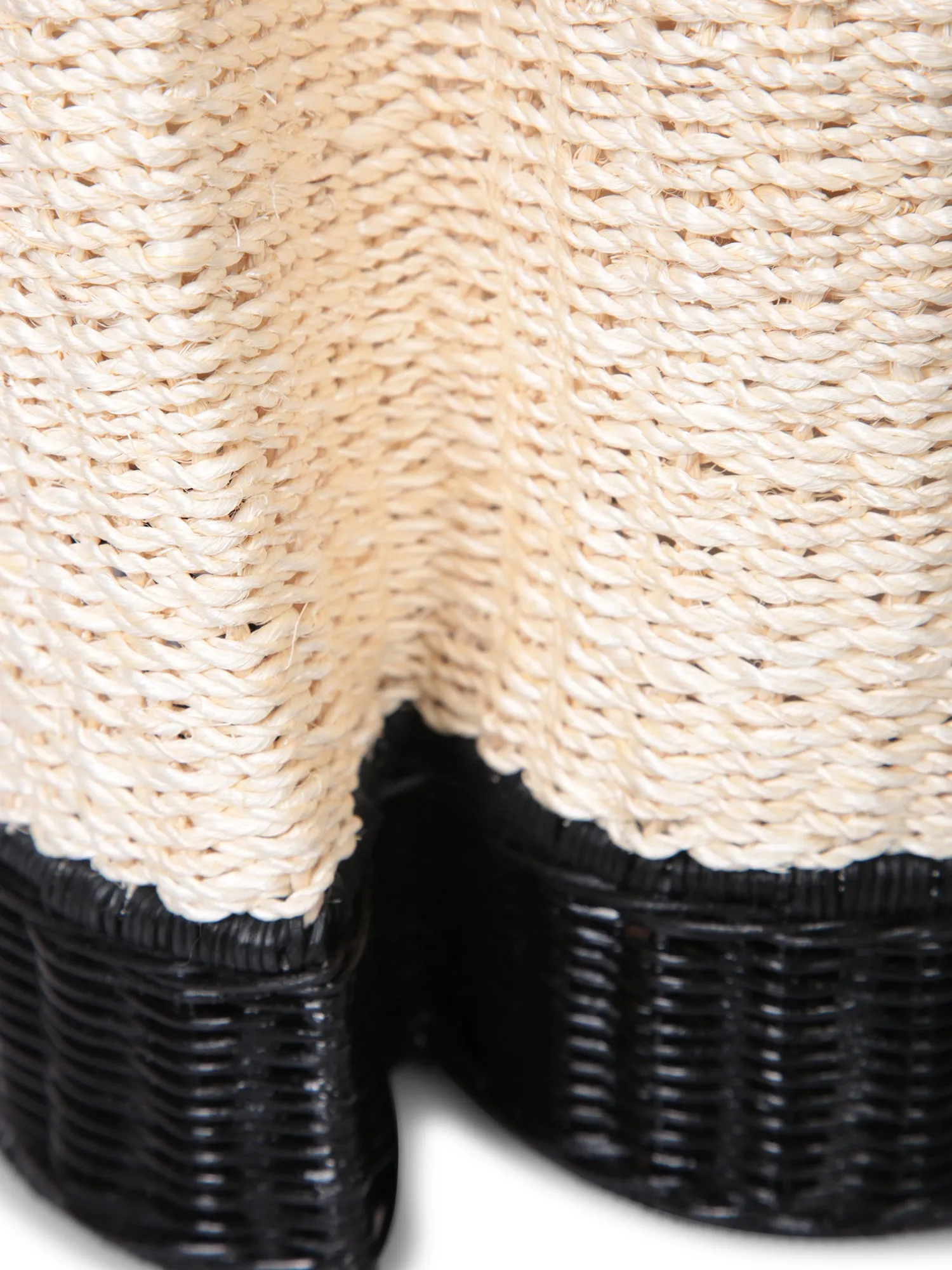 Black Nude Raffia Bucket Bag