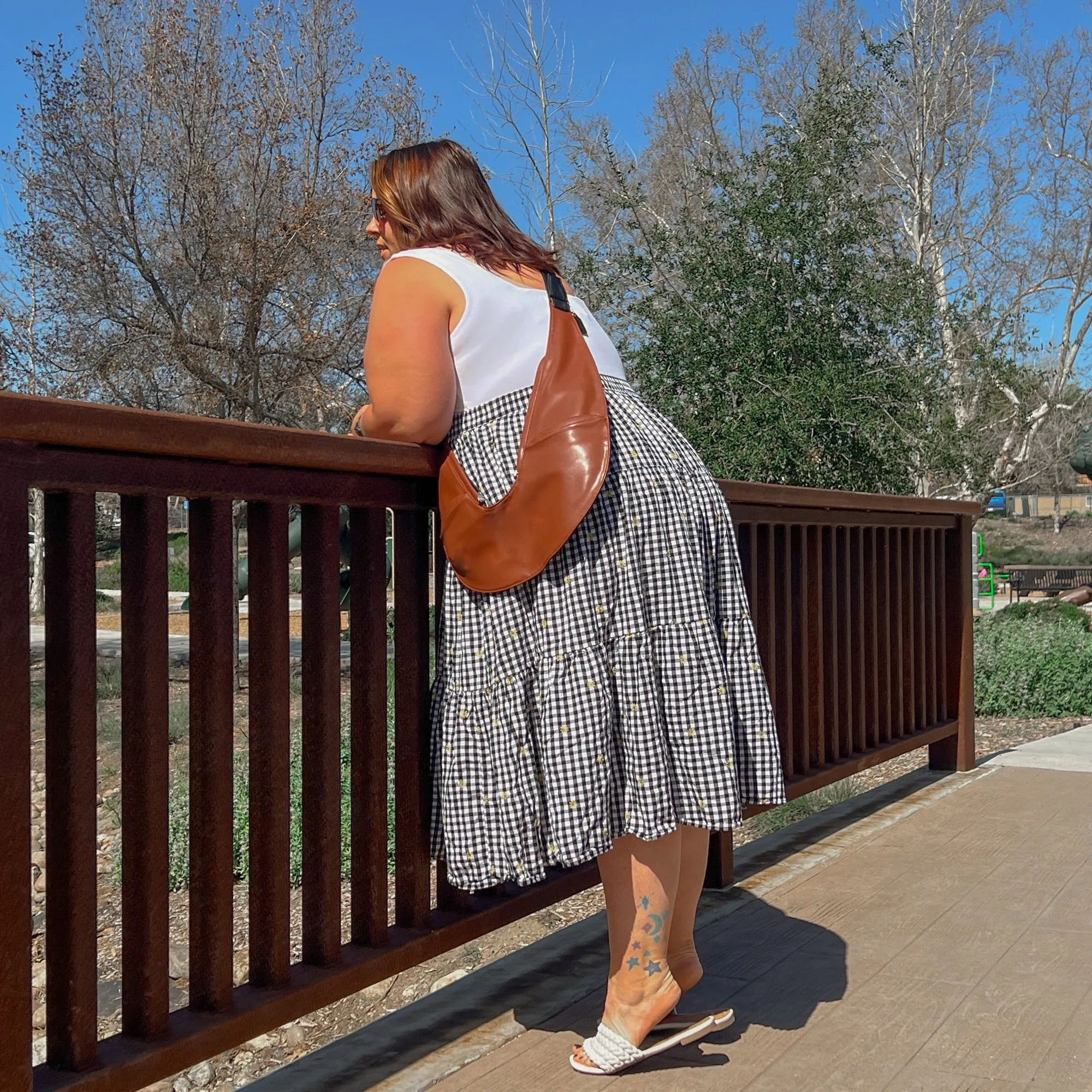 Black/Brown Faux Leather Sash Bag