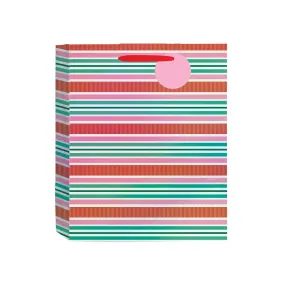 Bohemian Bright Stripes Holiday Gift Bag - Medium