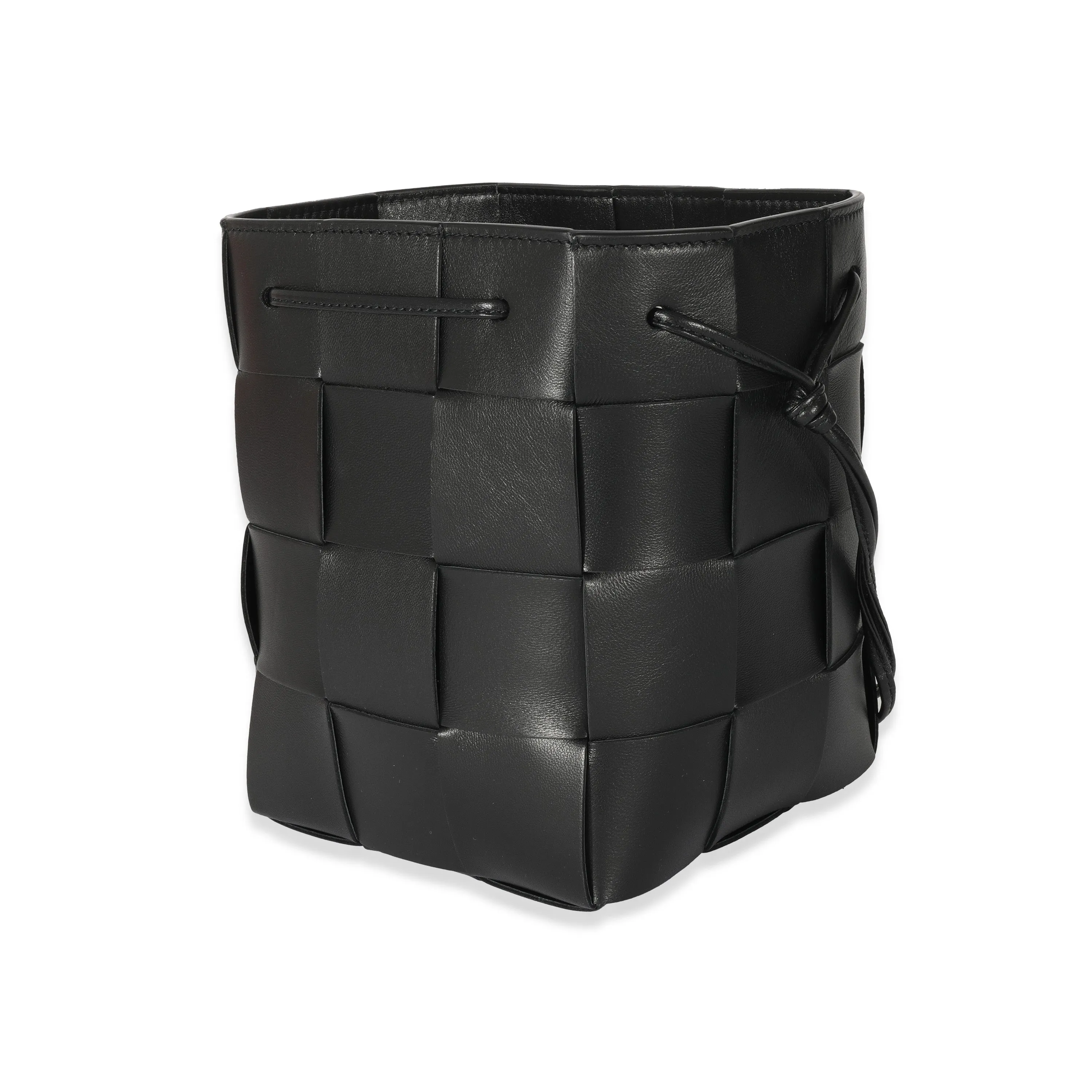 Bottega Veneta Black Intrecciato Leather Bucket Cassette