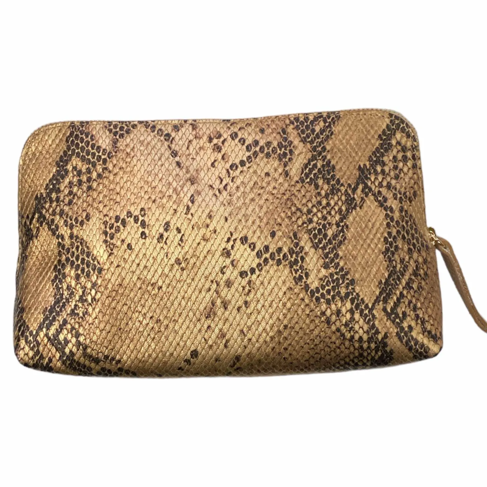 Box XL. Rose gold snake-print leather messenger bag