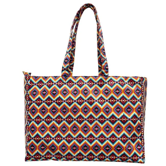 Bright Pink Aztec Nylon Travel Tote