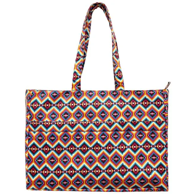 Bright Pink Aztec Nylon Travel Tote