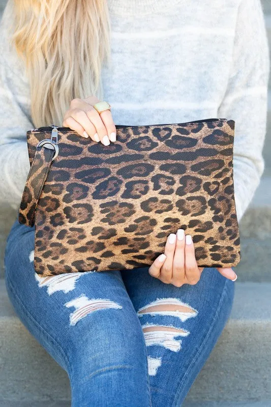 Brown Leopard Print Evening Clutch Bag