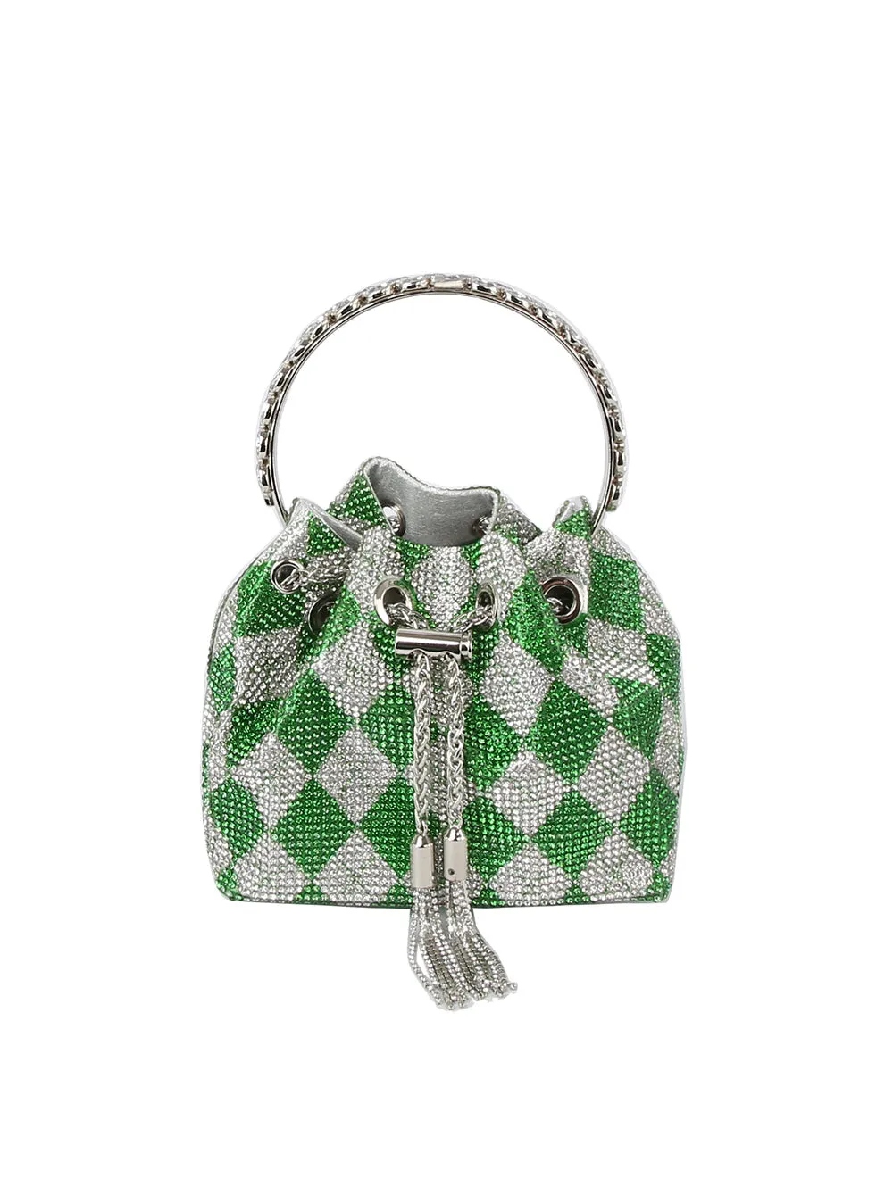 Checkered pattern rhinestone covered petite Evening Bag