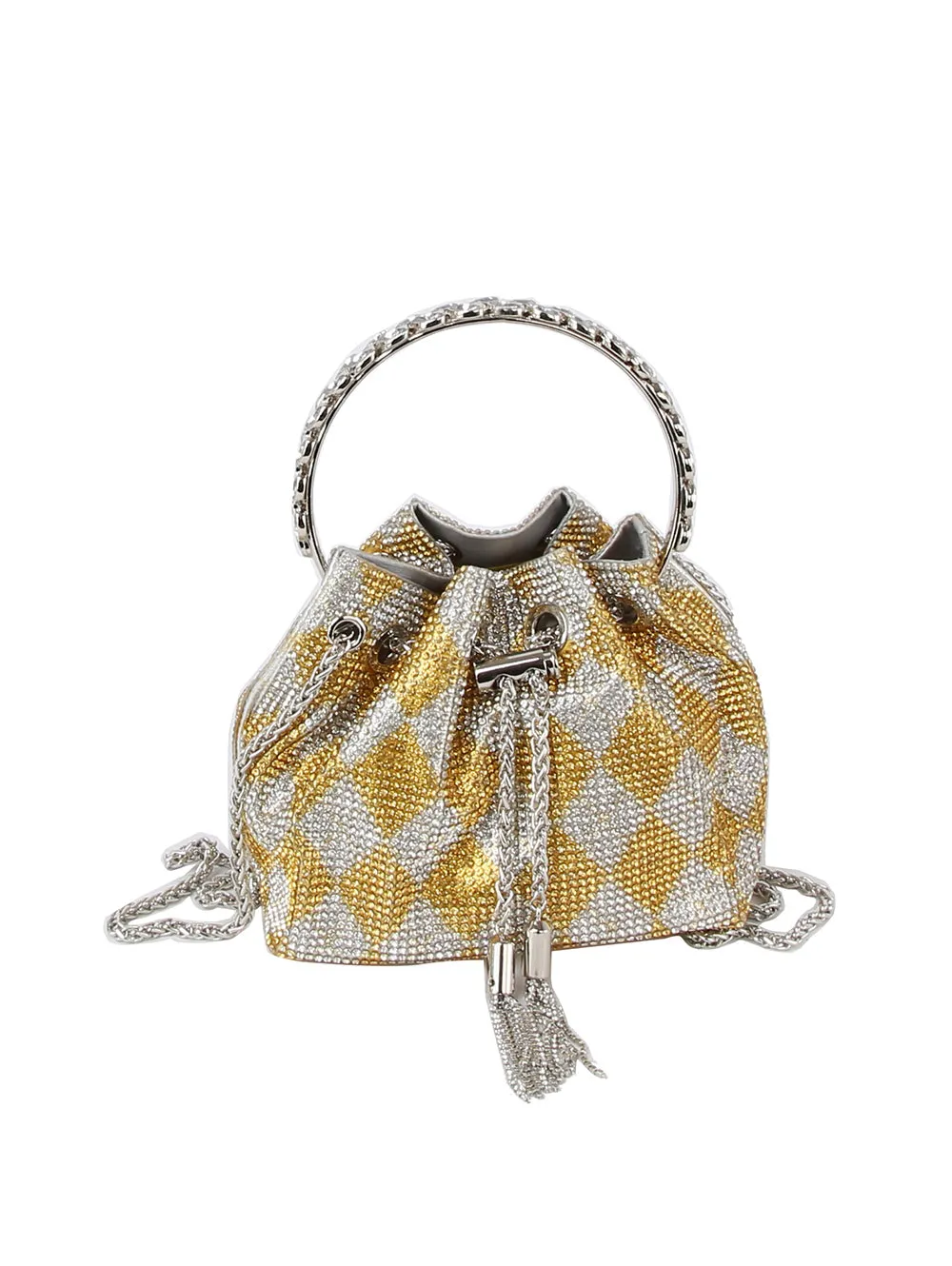 Checkered pattern rhinestone covered petite Evening Bag