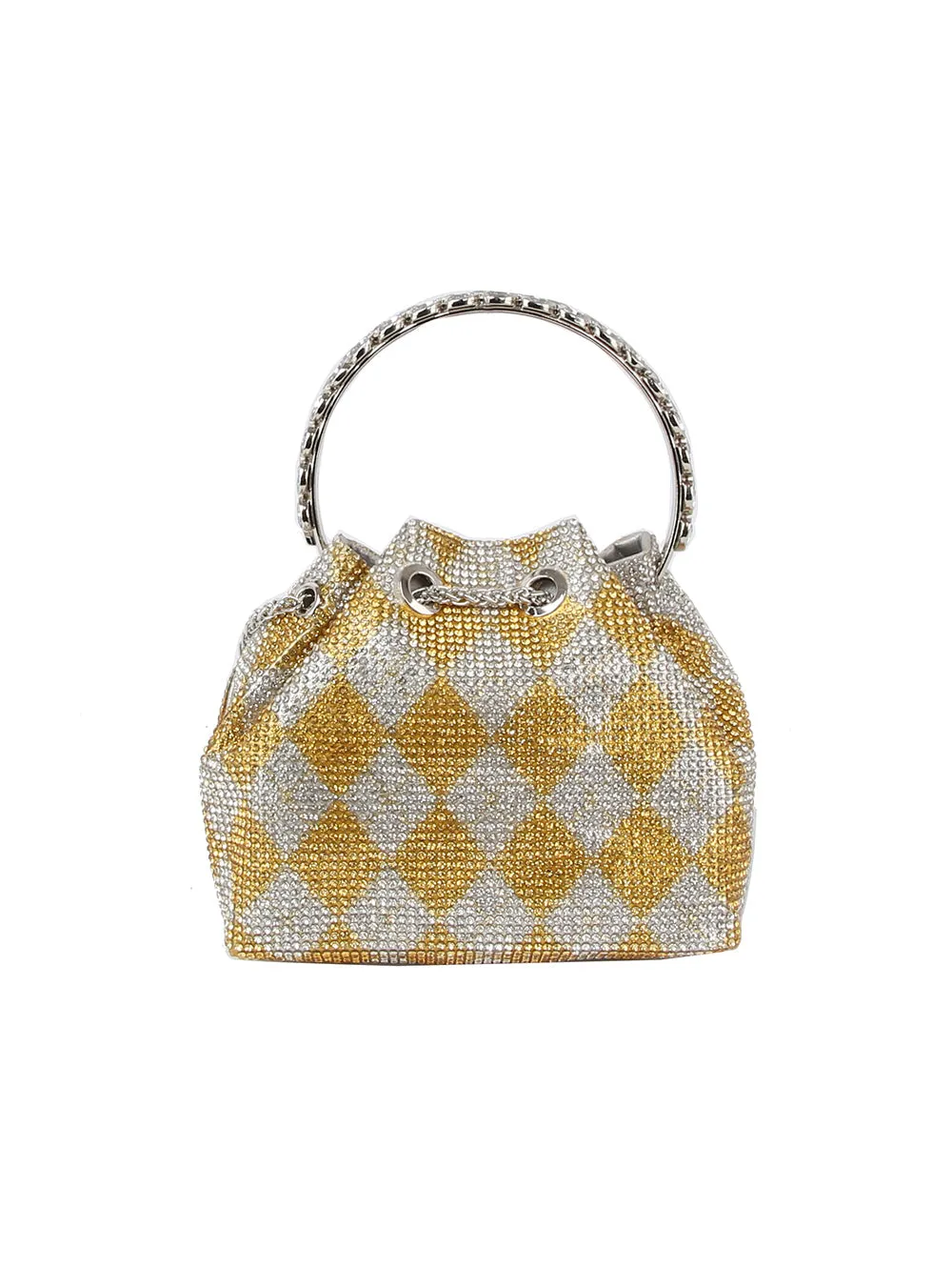 Checkered pattern rhinestone covered petite Evening Bag