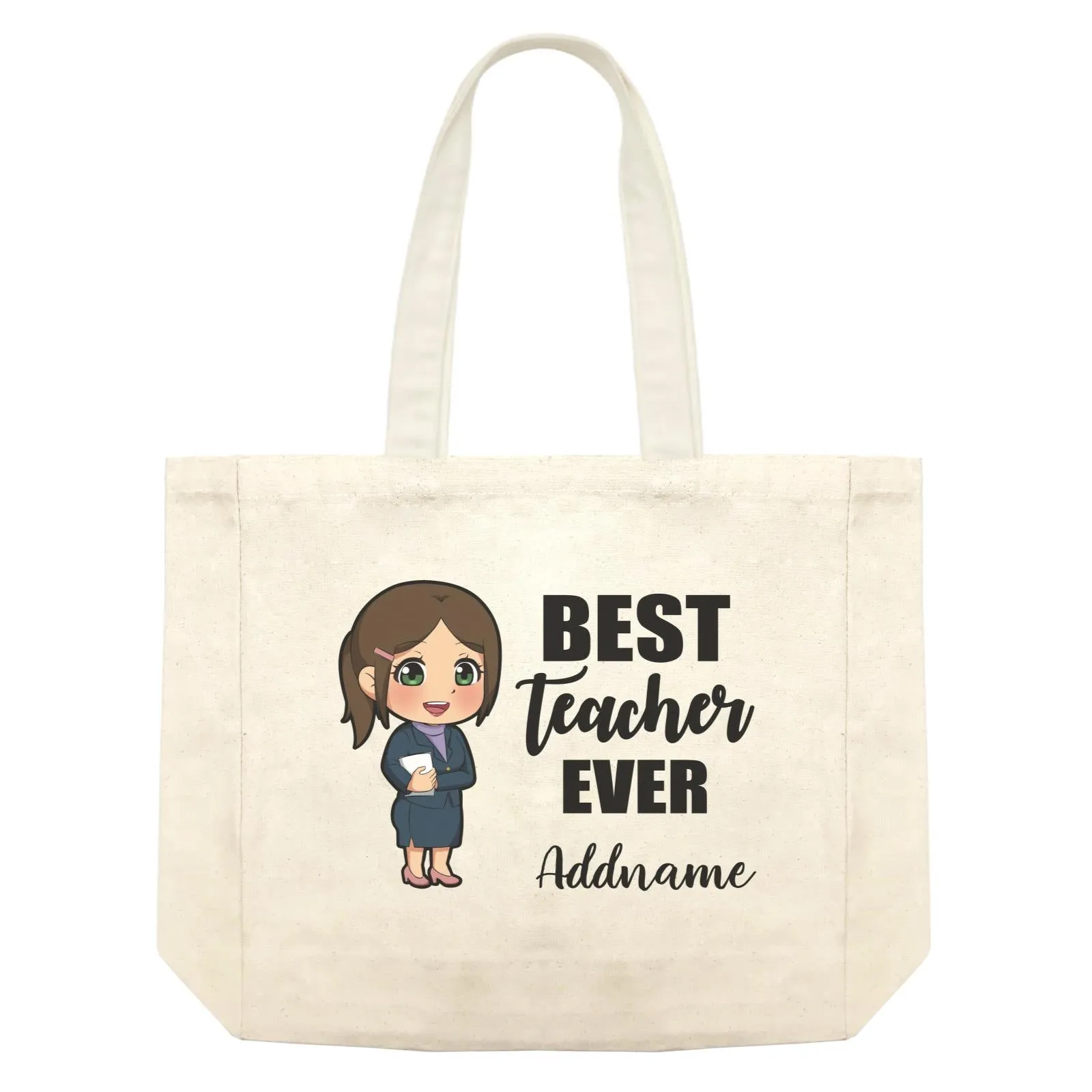 Chibi Teachers Chinese Woman Best Teacher Ever Addname Shopping Bag