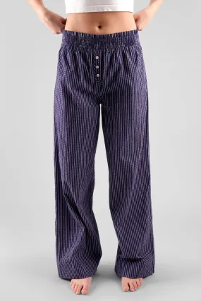 Chicory Striped Woven-Cotton Pyjama Trousers - Indigo Blue