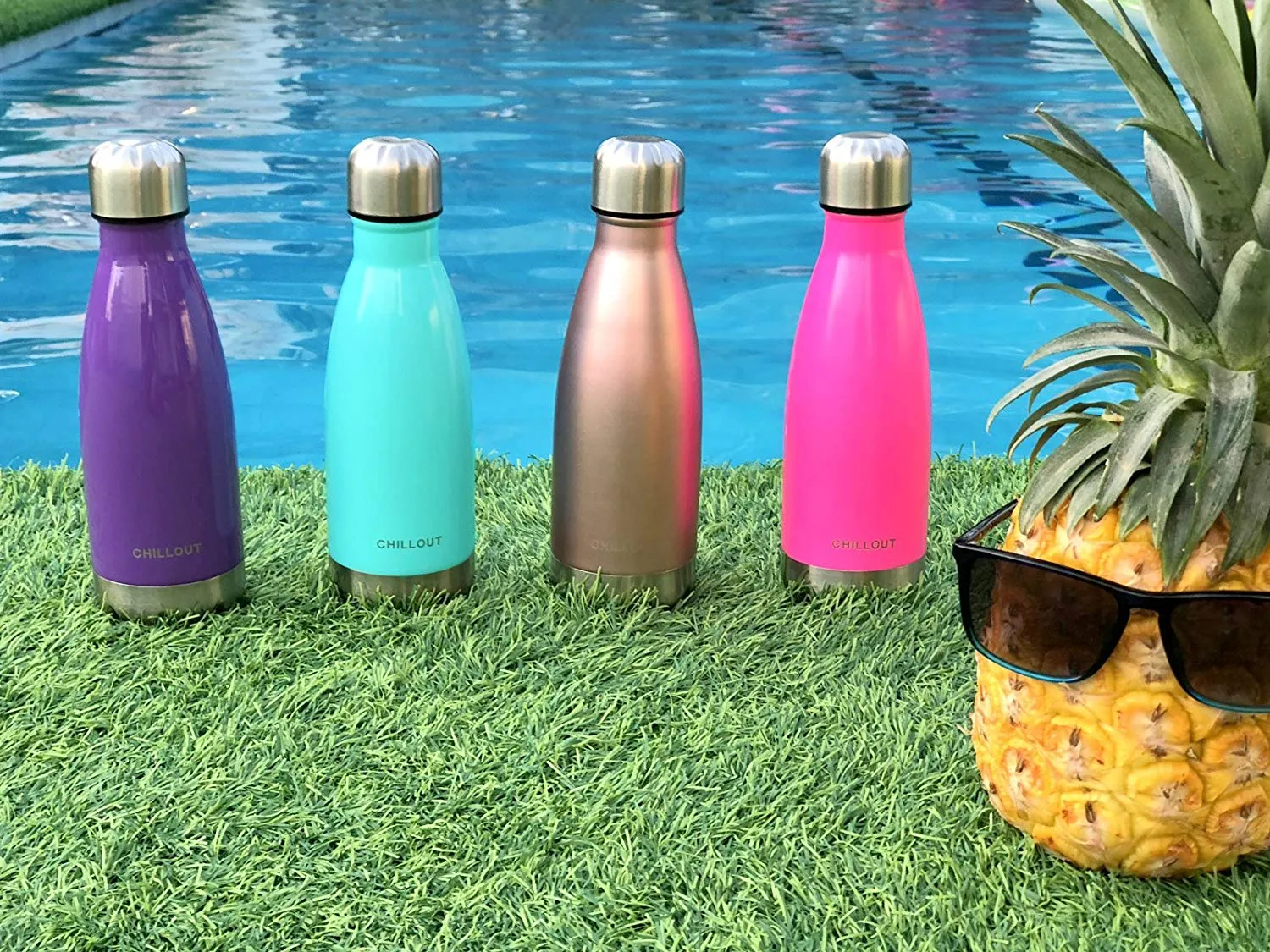 CHILLOUT LIFE 2 Pack Stainless Steel Water Bottle for Kids School: 12 oz Double Wall Insulated Cola Bottle Shape