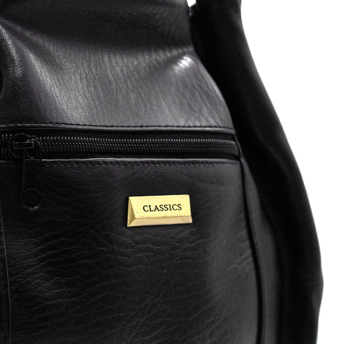 Classics Pleated Detail Bucket Shoulder Bags Leather Black Colour For Women