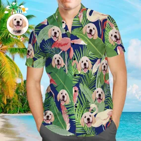 Custom Dog Face Hawaiian Shirt Custom Tropical Shirt Pink Flamingo Holiday Beach Shirts