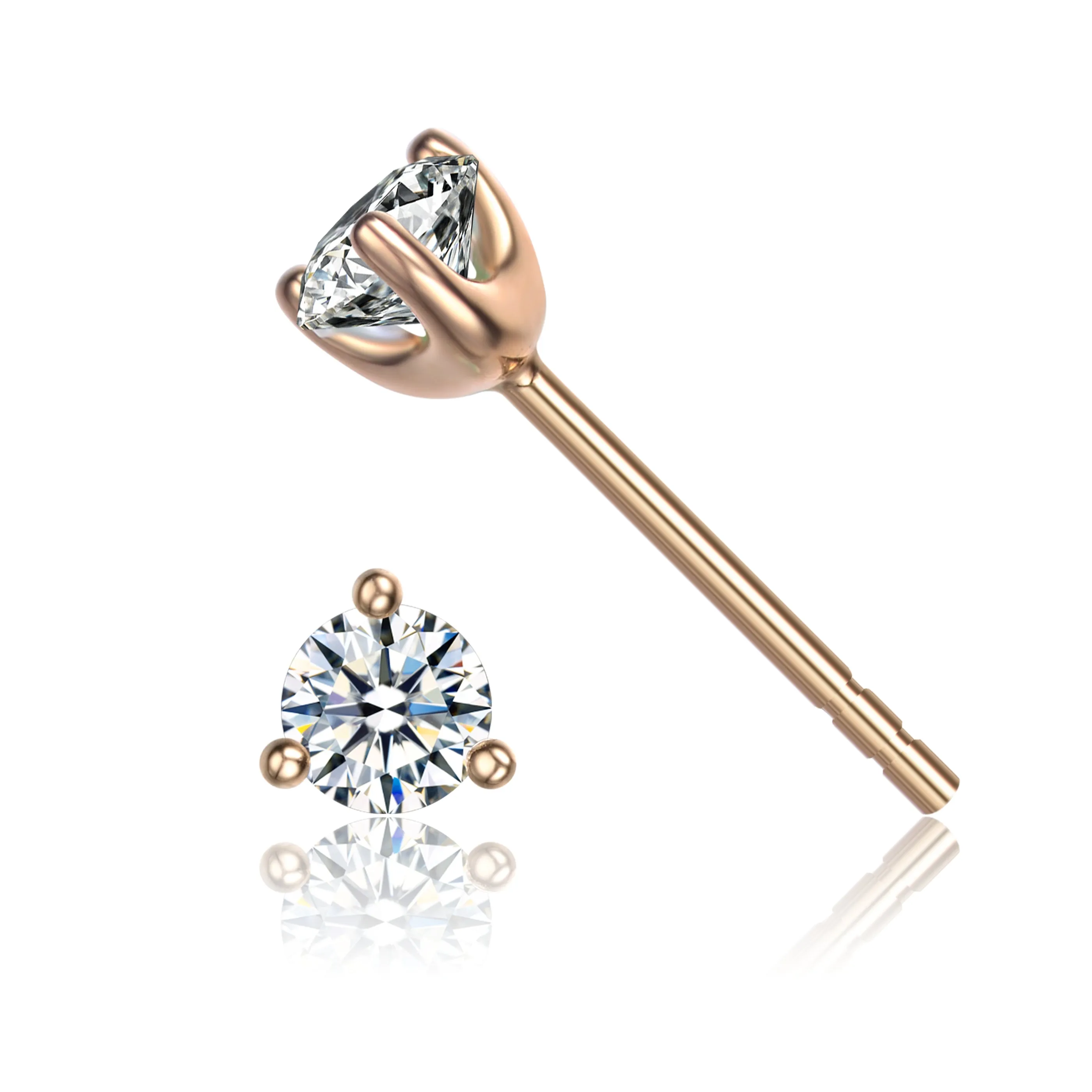 C.Z STUDS 3 PRONGS martini EARRING