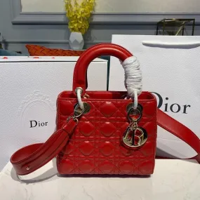 DI Small Lady Bag Red Patent Gold Toned Hardware For Women 8in/20cm CD