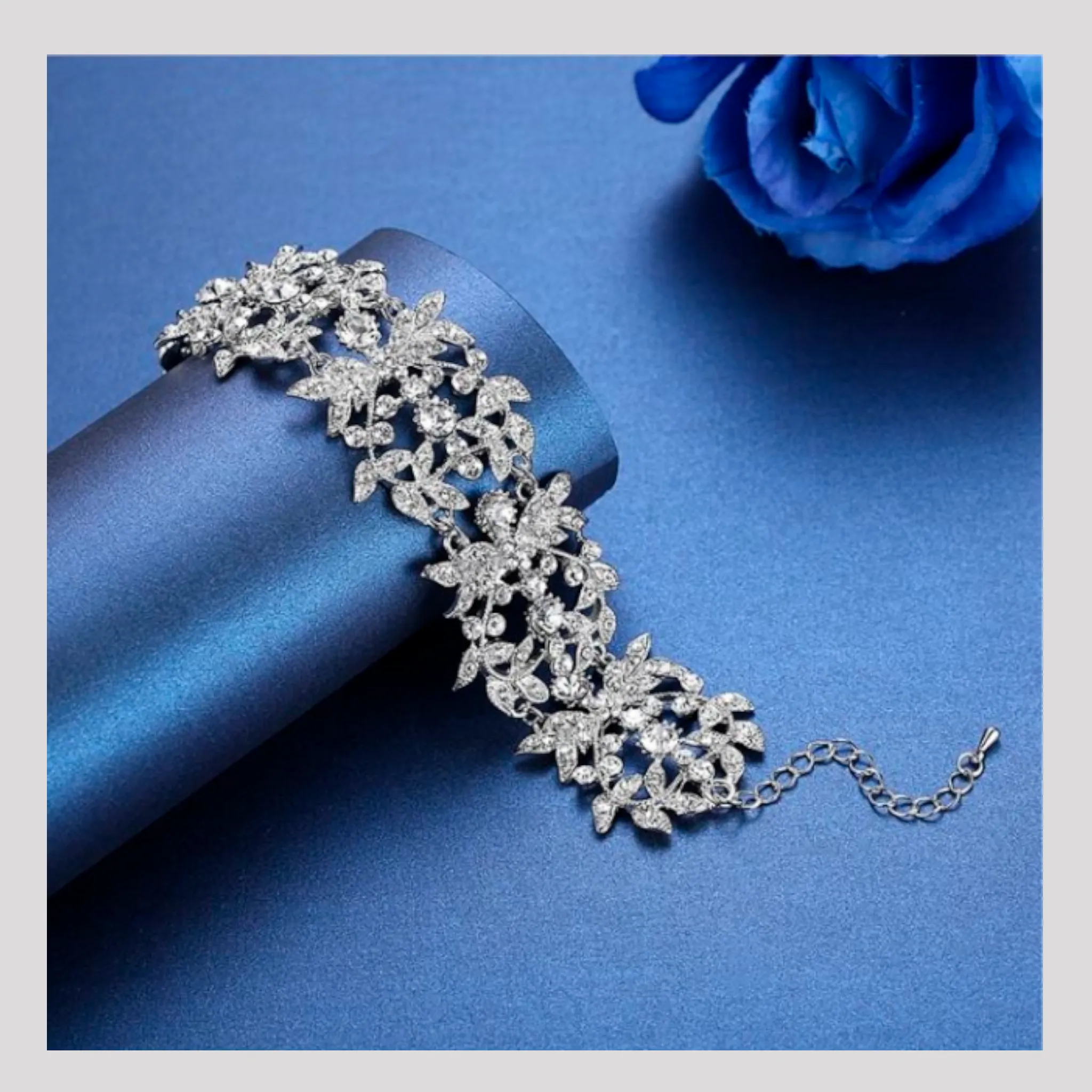 Diamonte Silver Leaf Bracelet