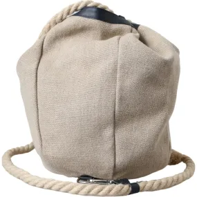 Dolce & Gabbana Beige Canvas Fabric Bucket Sack Pouch Purse Bag