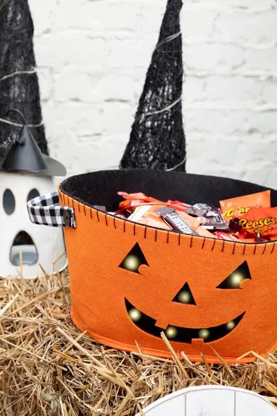 Double Side Light Up Ghost & Jack-O-Lantern Bucket