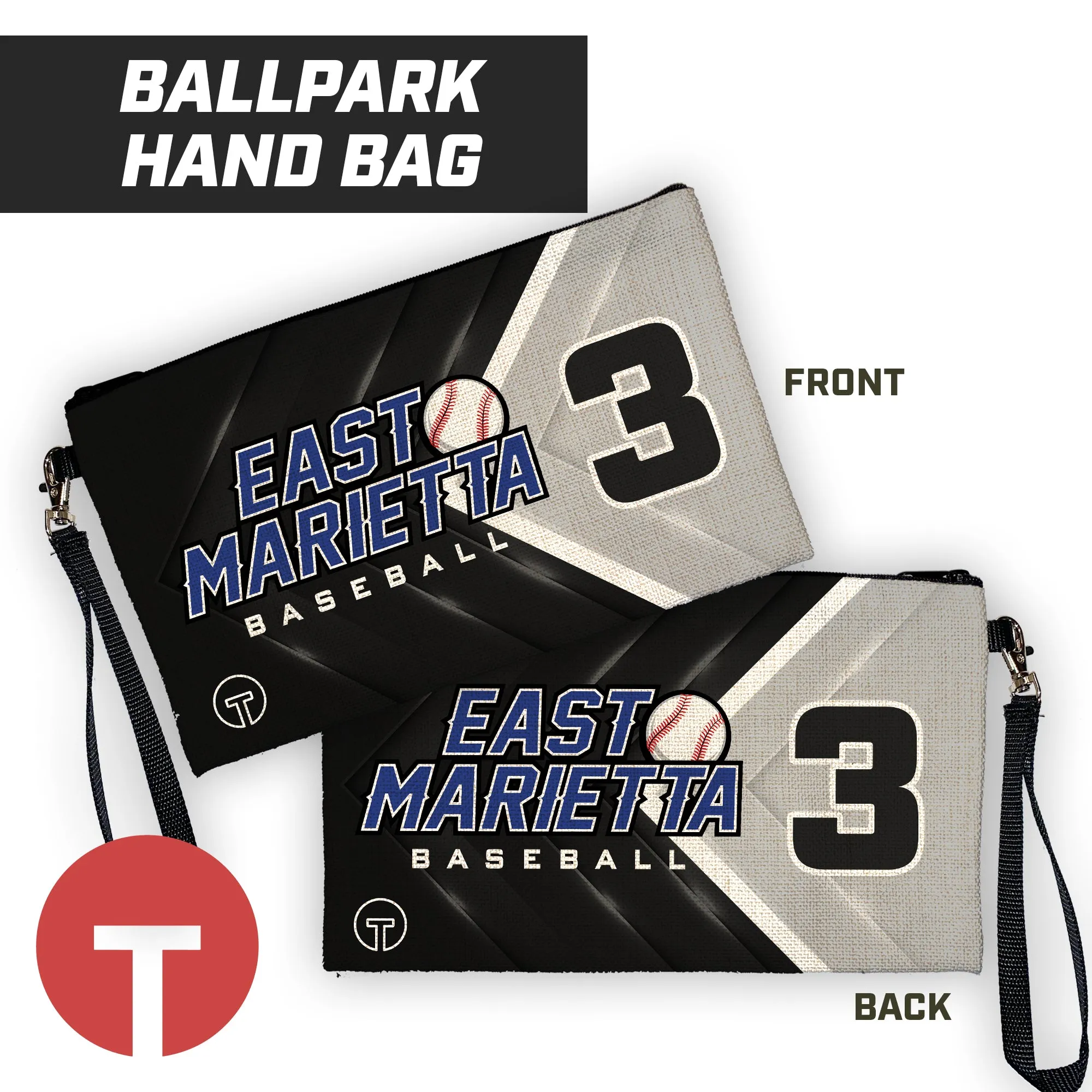 East Marietta Little League - 9"x5" Zipper Bag with Wrist Strap