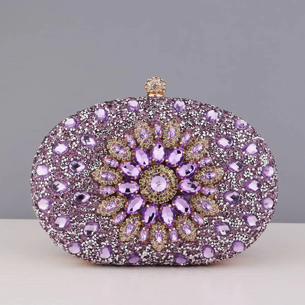 Elegant Flower Rhinestone Clutch - Perfect Evening Bag for Weddings & Proms Christmas Party