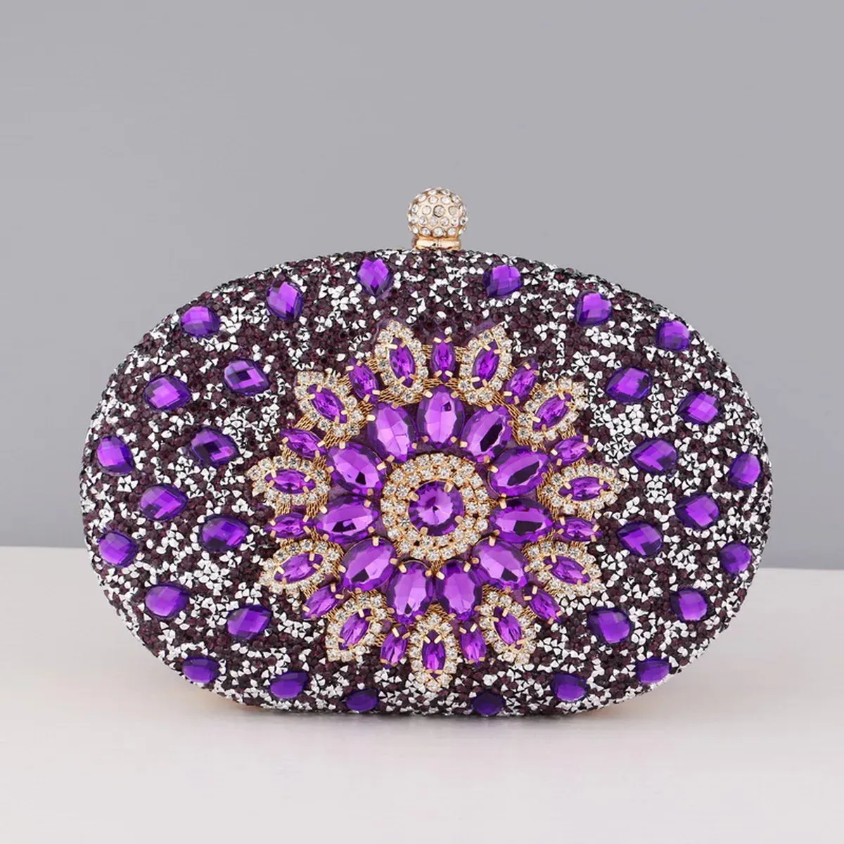 Elegant Flower Rhinestone Clutch - Perfect Evening Bag for Weddings & Proms Christmas Party